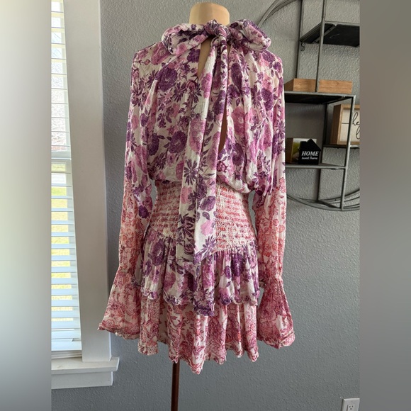 Hemant & Nandita Suki Plunging Mini Dress Size Medium - Picture 9 of 12